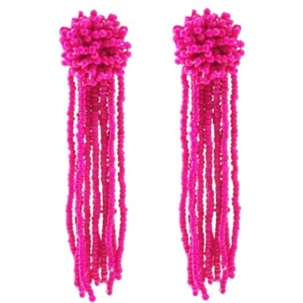 ZARA Elegant Hand-Beaded Tassel Earrings – Luxe Statement Jewelry